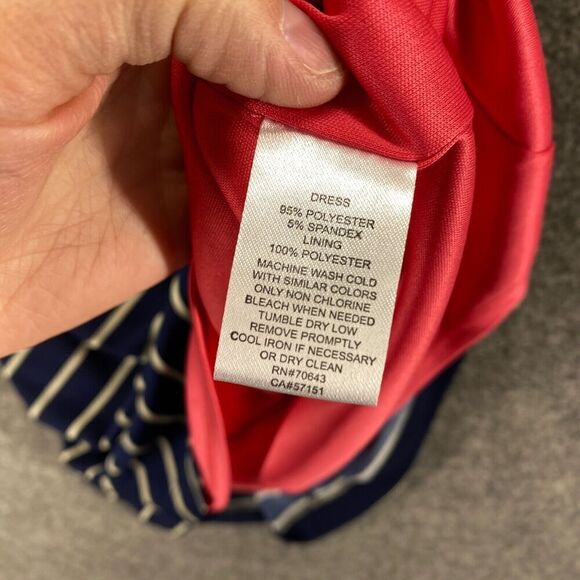 Jessica H Dress Women 6 Blue Striped Sheath Midi Zipper Lined Long Sleeve Casual - Picture 6 of 9